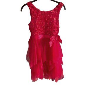 Zunie Girls Christmas Style Sequin Tulle Dress-Red-Size 12-GUC